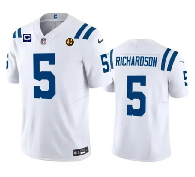 Men's Indianapolis Colts #5 Anthony Richardson White 2023 F.U.S.E. 1-star C Patch And With John Madden Patch Vapor Limited Football Stitched Jersey